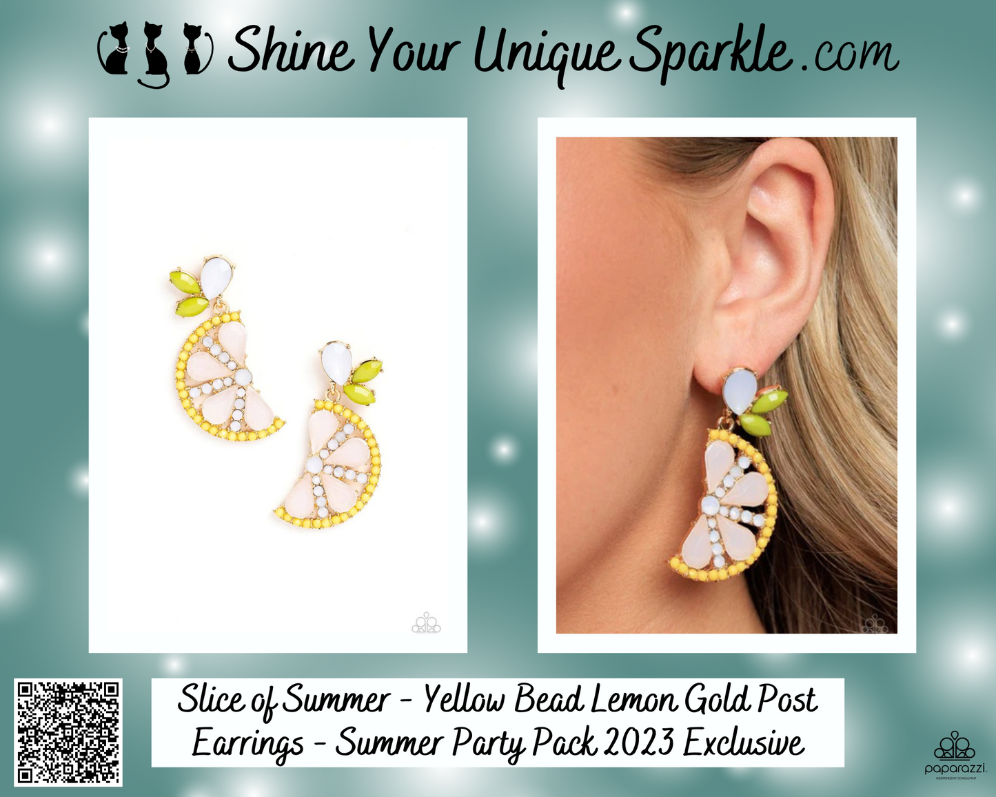 Slice of Summer - Yellow Bead Lemon Gold Post Earrings - Summer Party Pack 2023 Exclusive