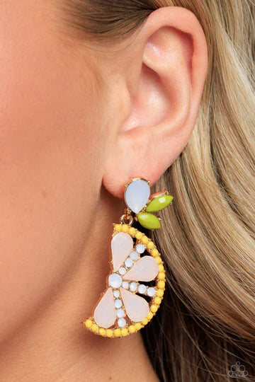 Slice of Summer - Yellow Bead Lemon Gold Post Earrings - Summer Party Pack 2023 Exclusive