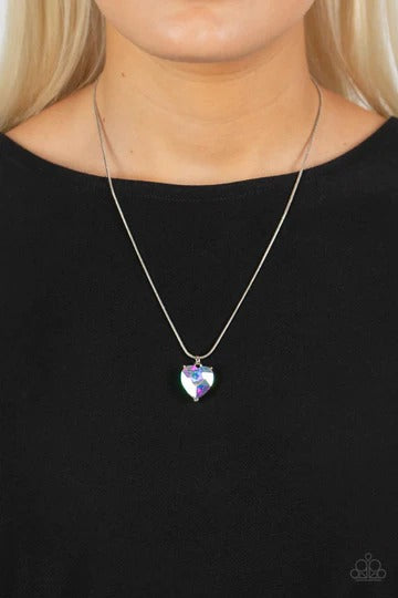 Smitten with Style - Multi Iridescent Gem Snake Chain Short Necklace