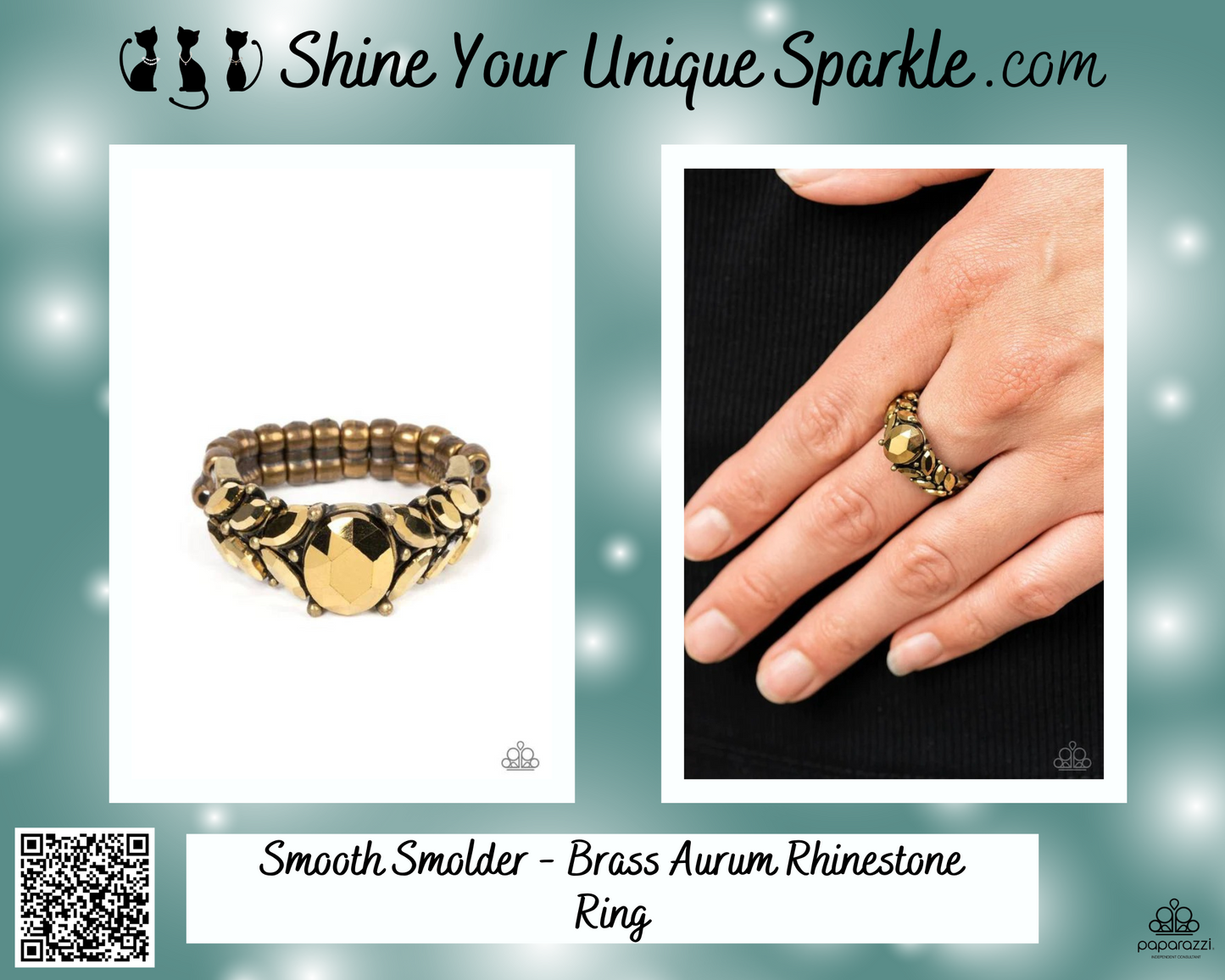 Smooth Smolder - Brass Aurum Rhinestone Ring