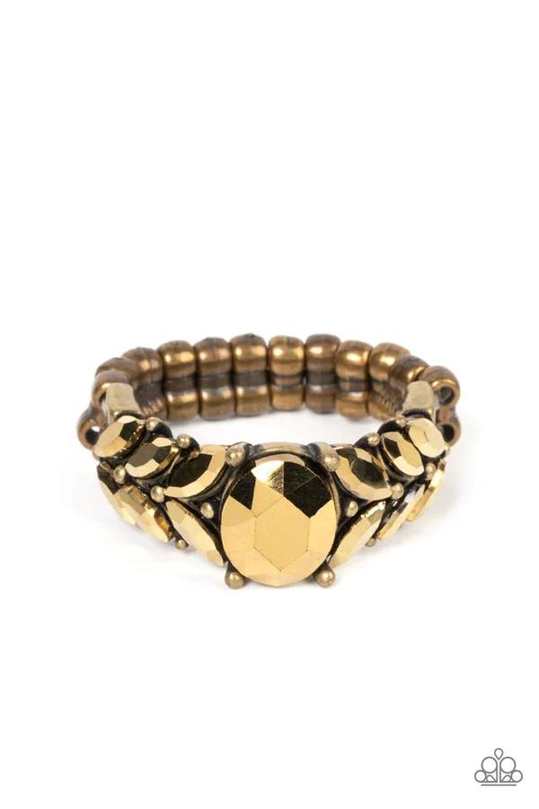 Smooth Smolder - Brass Aurum Rhinestone Ring