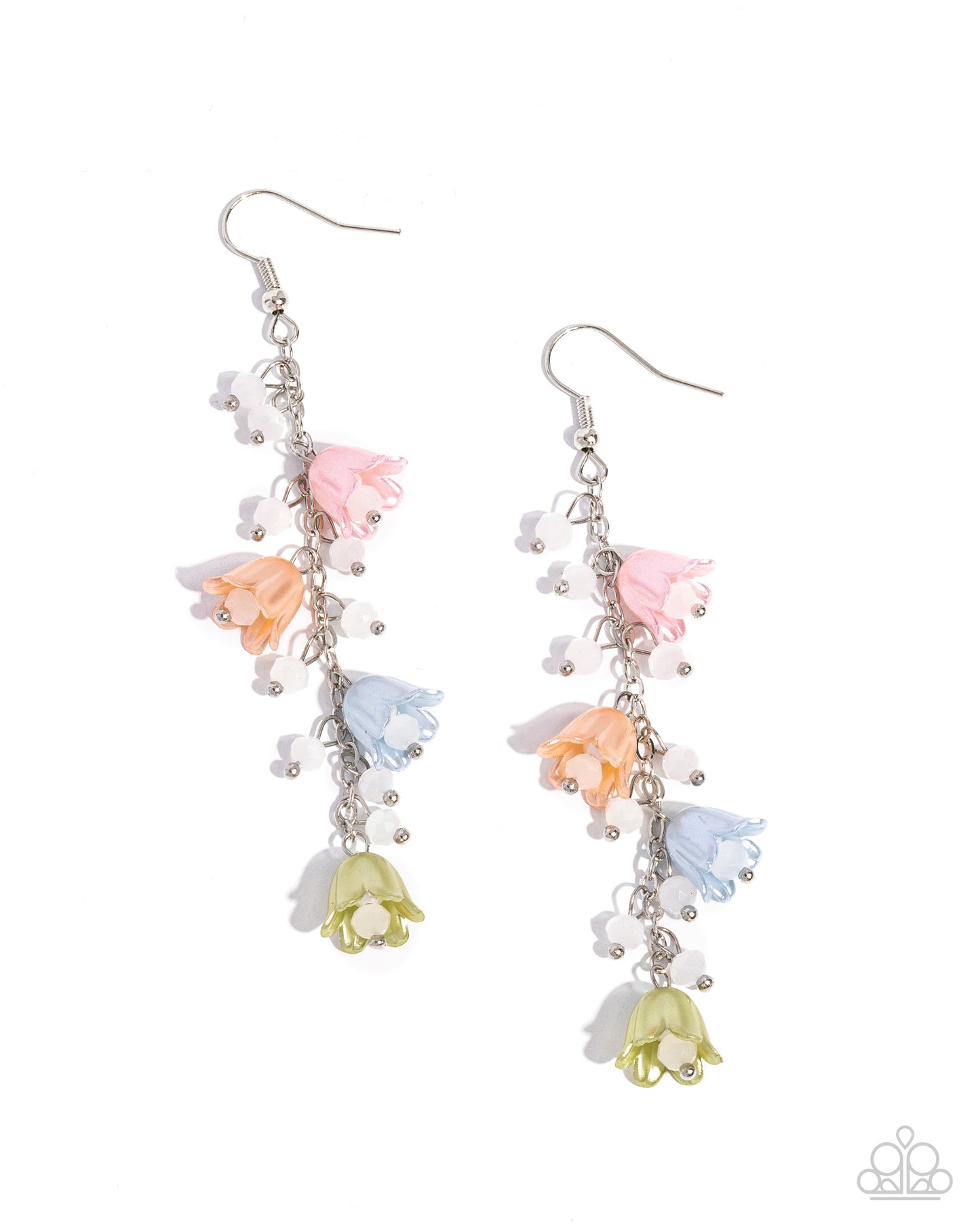 Snow Drops - Multi Color Tulip Flower Silver Fishhook Earrings