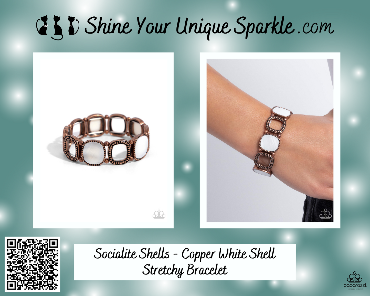 Socialite Shells - Copper White Shell Stretchy Bracelet