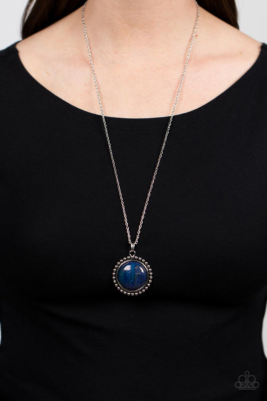 Sonoran Summer - Blue Stone Silver Pendant Medium Length Necklace