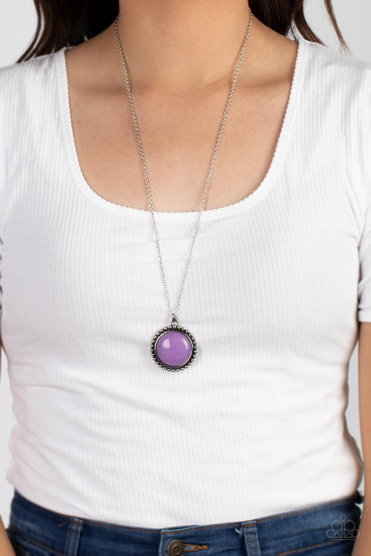 Sonoran Summer - Purple Stone Pendant Silver Medium Length Necklace