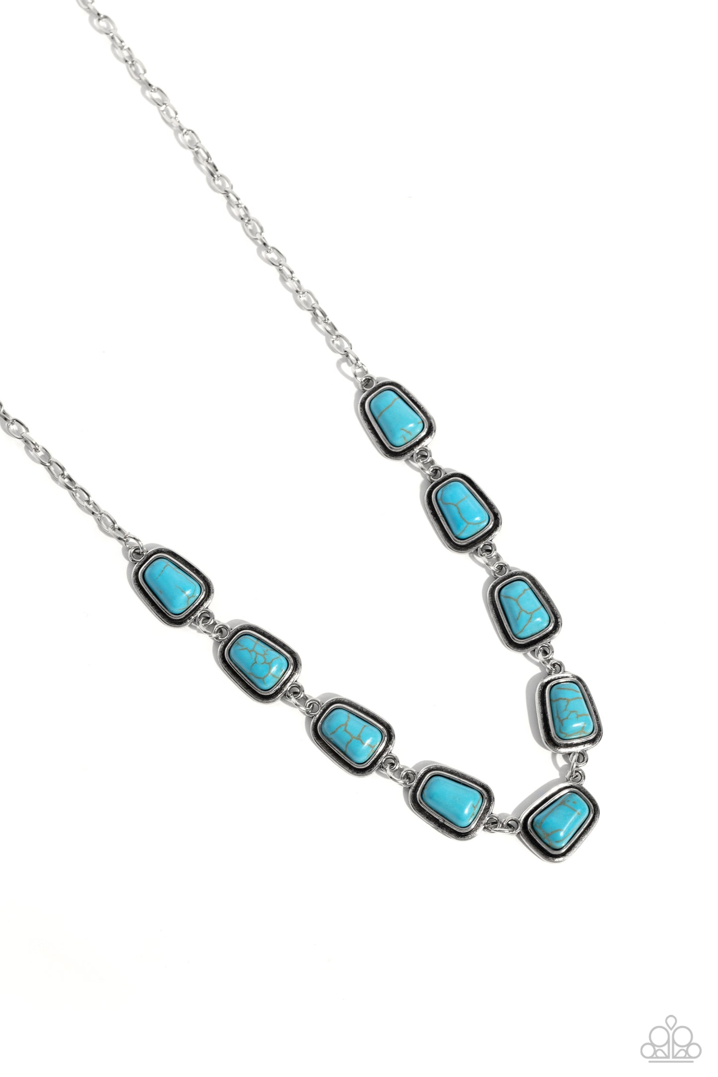 Southern Safari - Blue Turquoise Crackle Stone Silver Short Necklace
