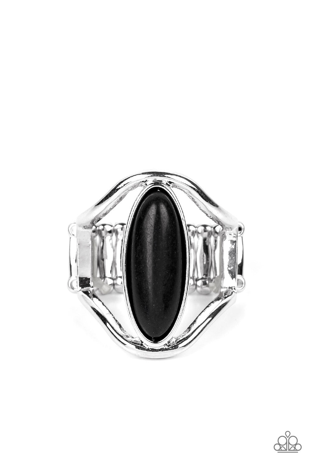 Spartan Stone - Black Oval Silver Ring