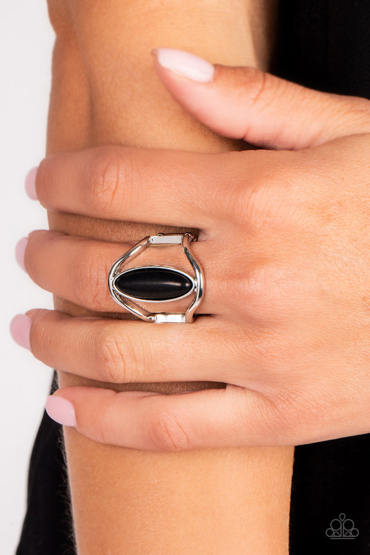 Spartan Stone - Black Oval Silver Ring