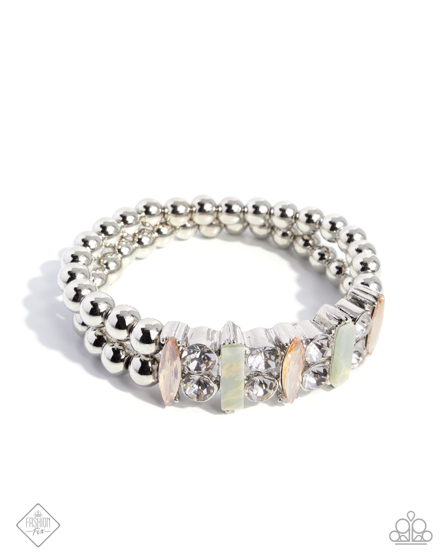 Splendid Shimmer - Multi Color Gem Silver Stretchy Bracelet - Fashion Fix