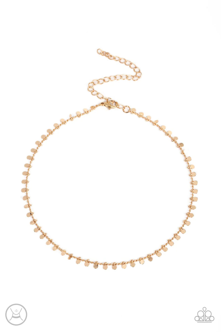 Spotlight Spunk - Gold Tiny Disc Choker Necklace