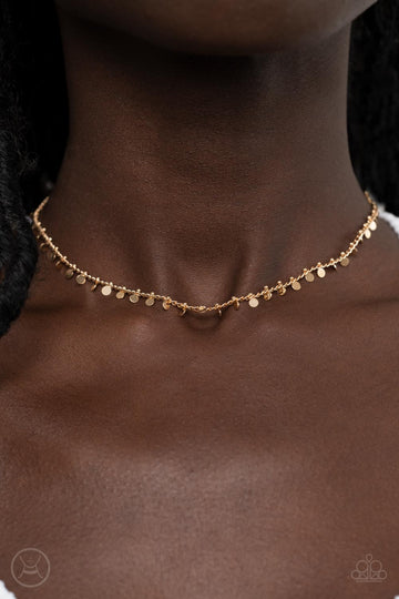 Spotlight Spunk - Gold Tiny Disc Choker Necklace