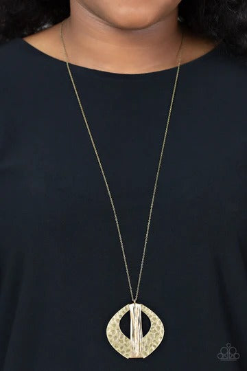 State of the ARTISAN - Brass Square Gold Wire Long Necklace