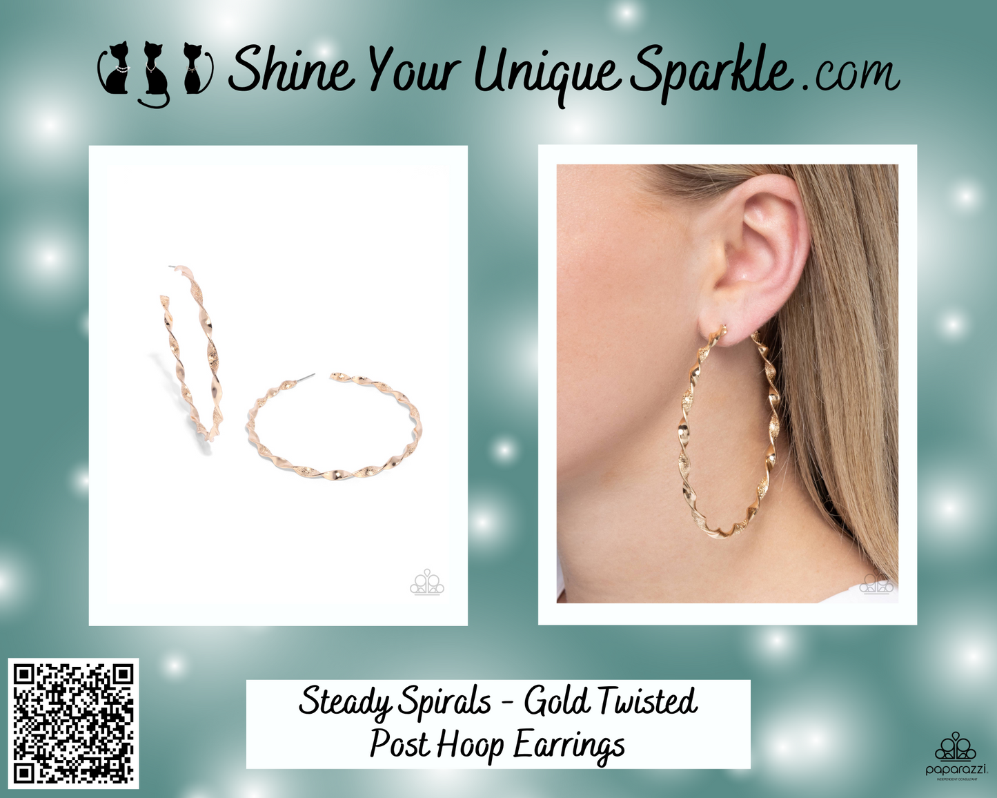 Steady Spirals - Gold Twisted Post Hoop Earrings