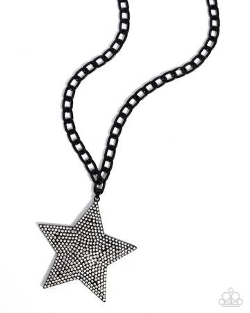 Stellar Selfie - Black Chain White Rhinestone Star Short Necklace - 2024 Convention Exclusive