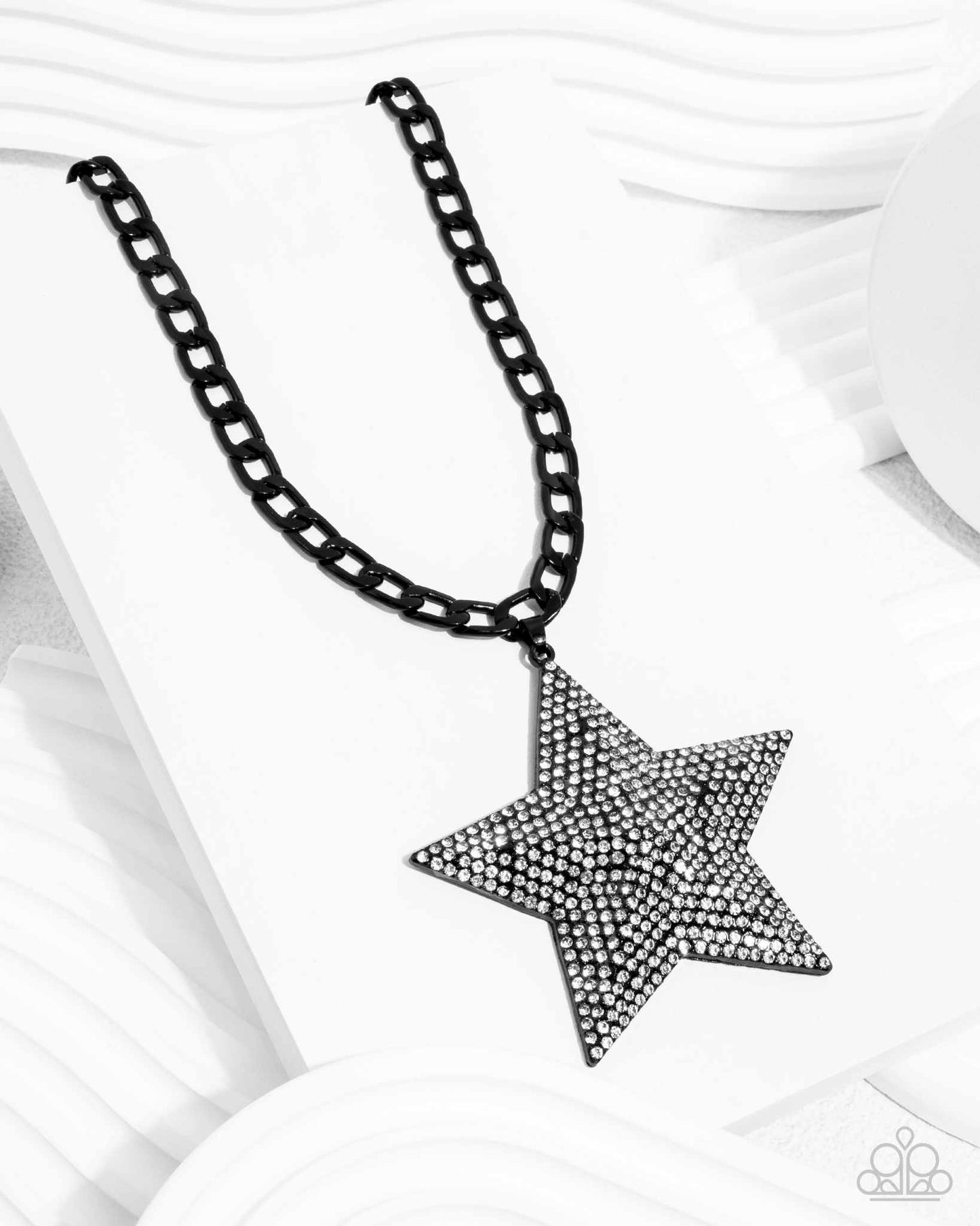 Stellar Selfie - Black Chain White Rhinestone Star Short Necklace - 2024 Convention Exclusive