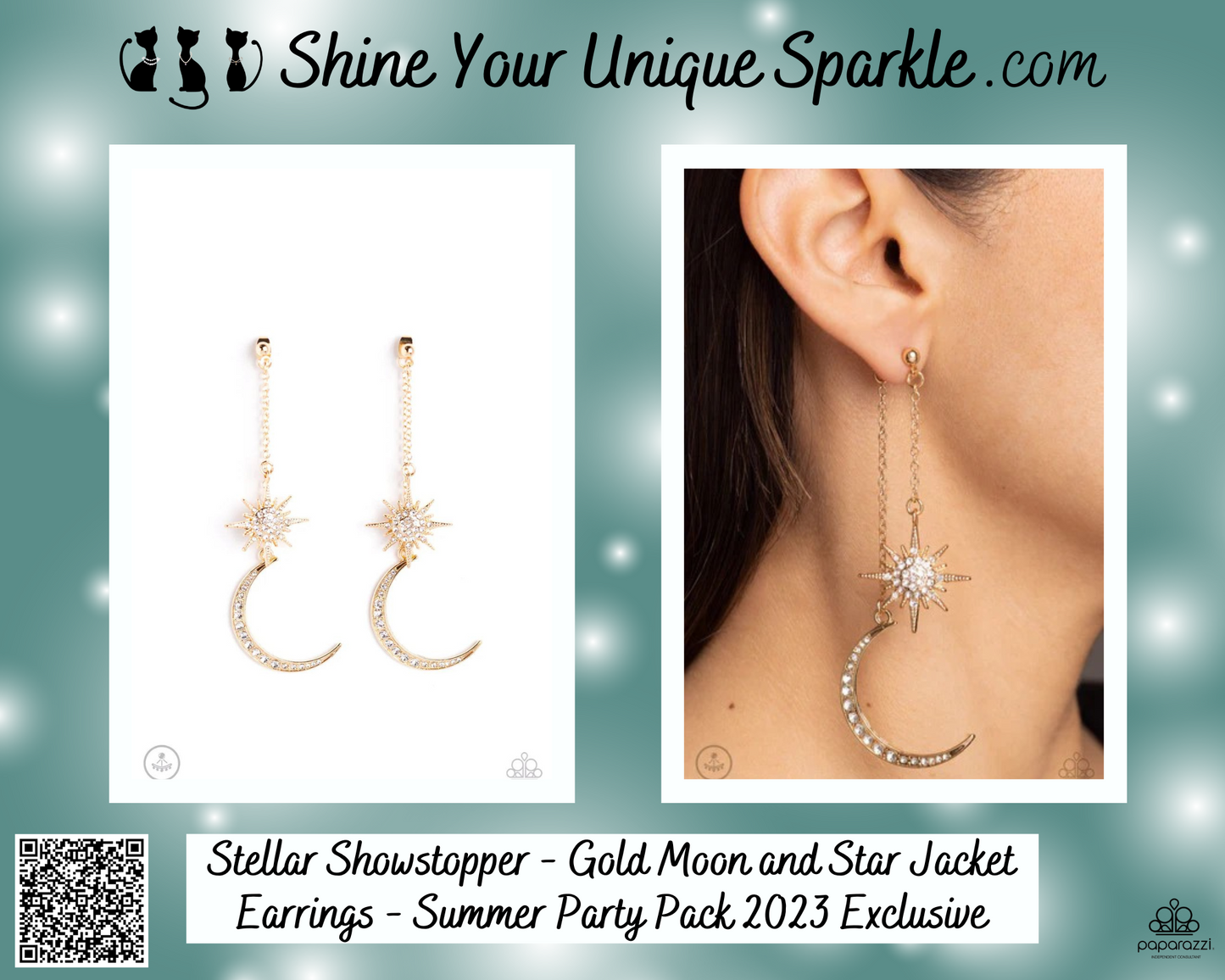 Stellar Showstopper - Gold Moon and Star Jacket Earrings - Summer Party Pack 2023 Exclusive