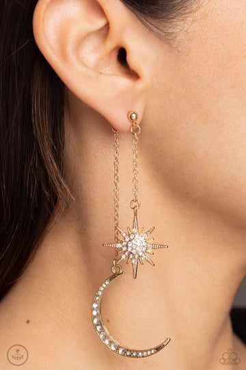 Stellar Showstopper - Gold Moon and Star Jacket Earrings - Summer Party Pack 2023 Exclusive