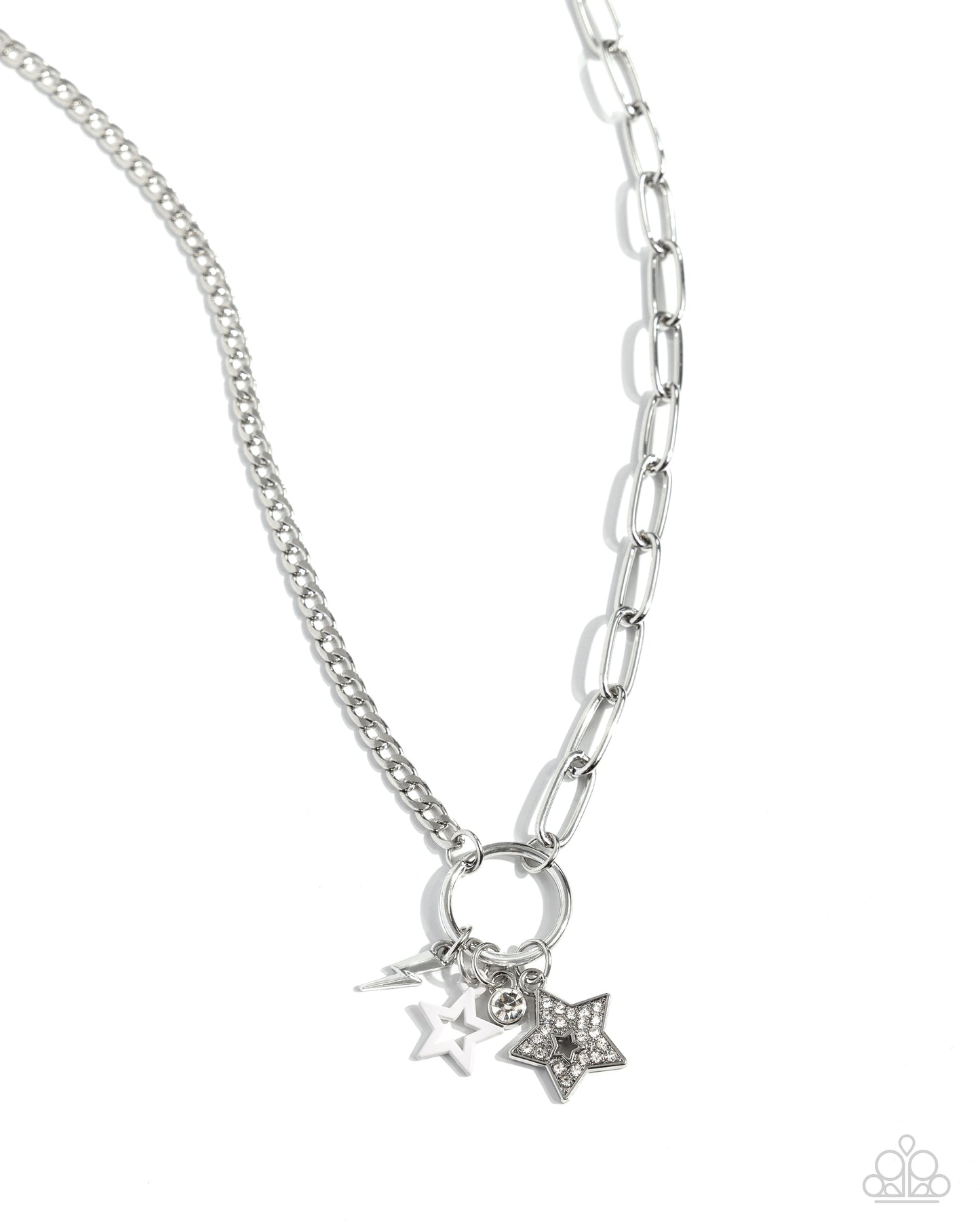 Stellar Sighting - White Star Silver Lightnight Bold Short Necklace