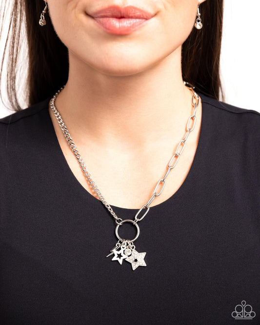 Stellar Sighting - White Star Silver Lightnight Bold Short Necklace