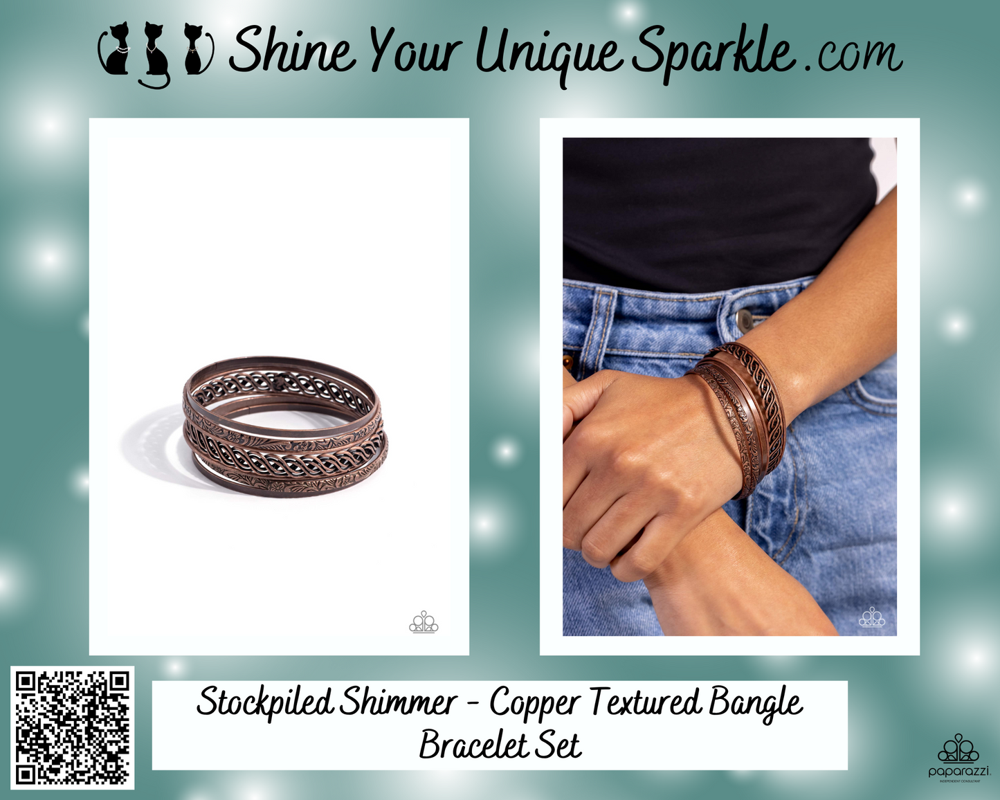 Stockpiled Shimmer - Copper Textured Bangle Bracelet Set