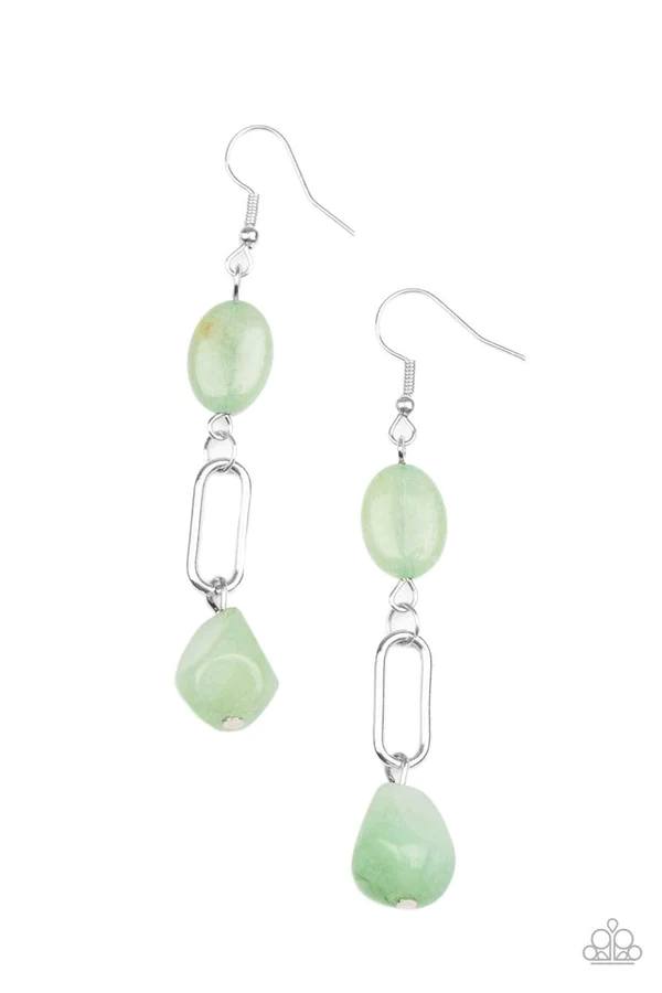 Stone Apothecary - Green Jade Stone Silver Fishhook Earrings