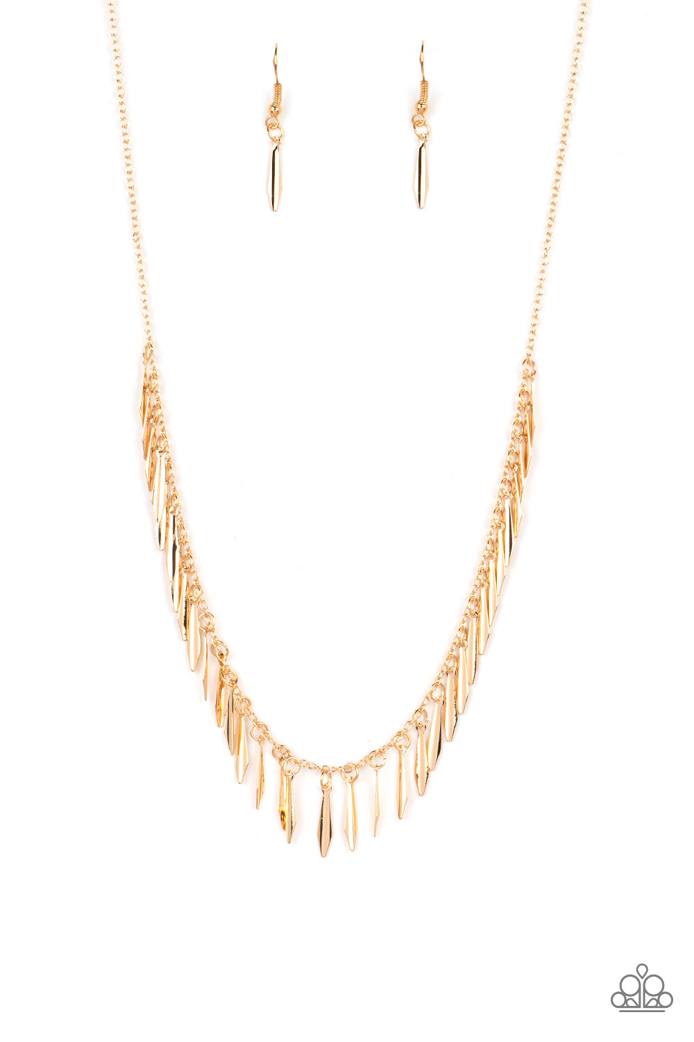 Striking Sheen - Gold Fringe Short Necklace