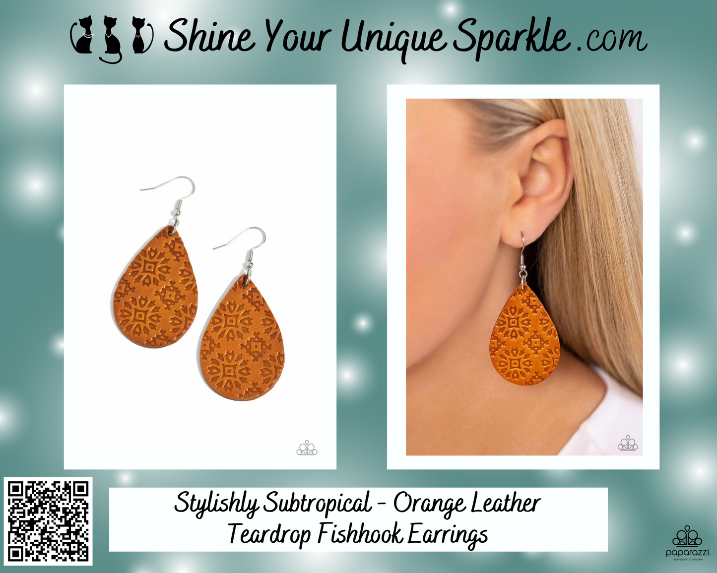 Stylishly Subtropical - Orange Leather Teardrop Fishhook Earrings