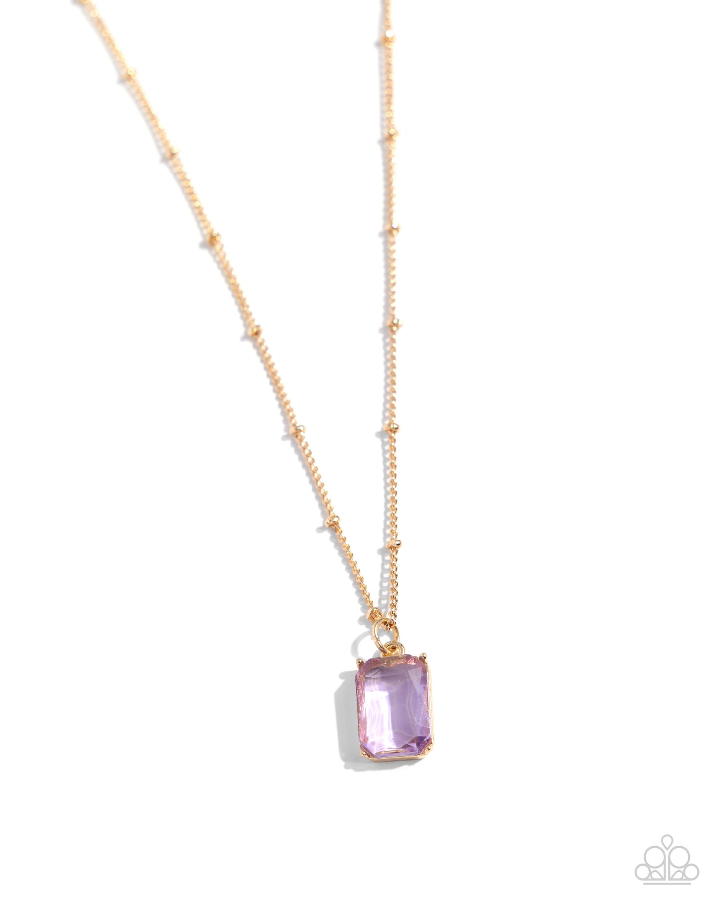 Suave Simplicity - Purple Gem Gold Chain Short Necklace