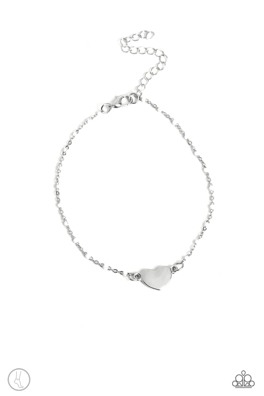 Sunbather Serenade - White Bead Silver Heart Anklet