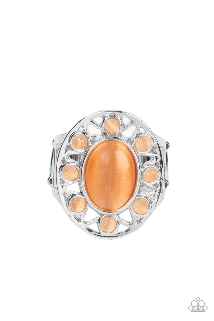 Sunny Solstice - Orange Cat's Eye Silver Ring