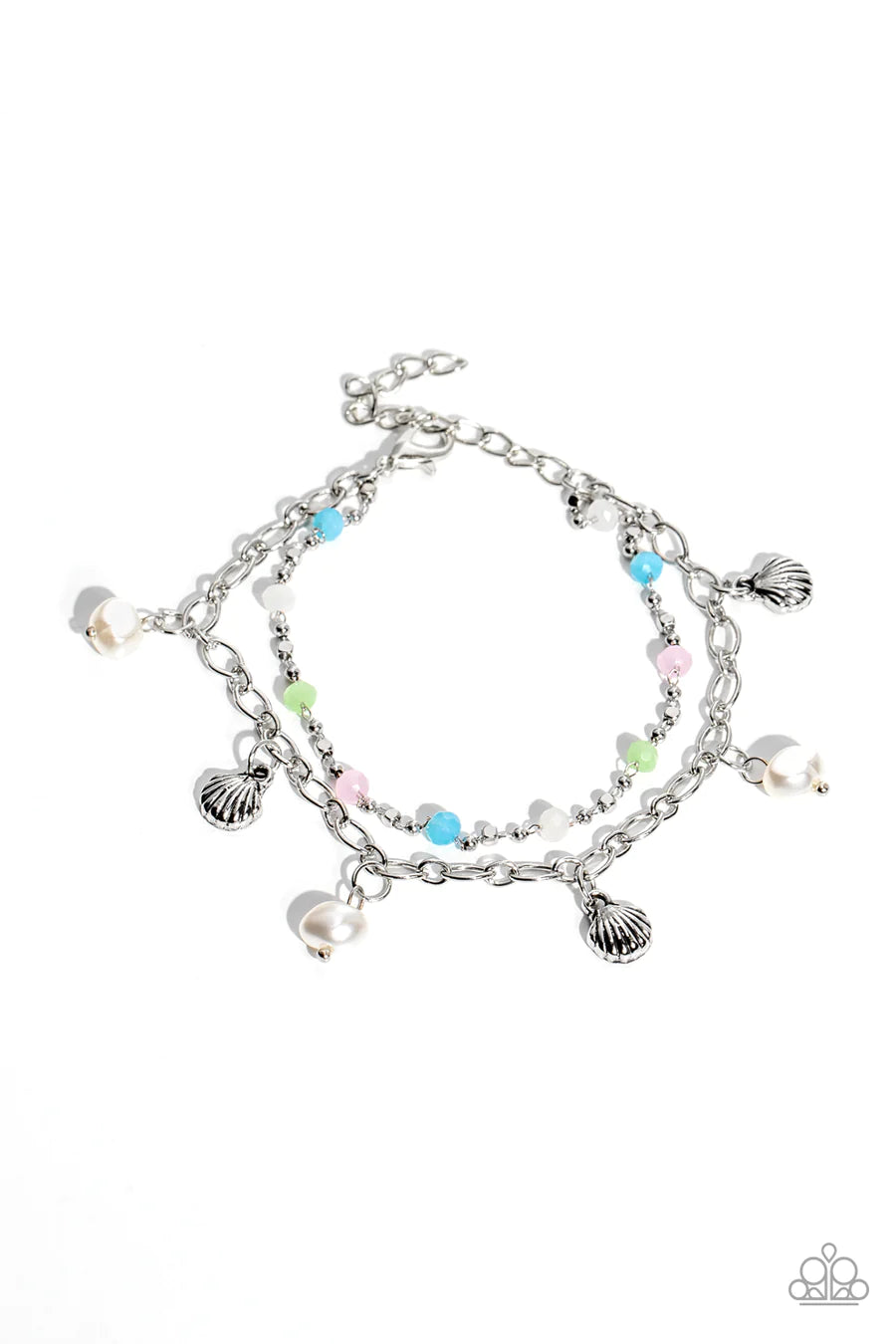 Sunrise Session - Multi Color Shell Pearl Beach Silver Clasp Bracelet