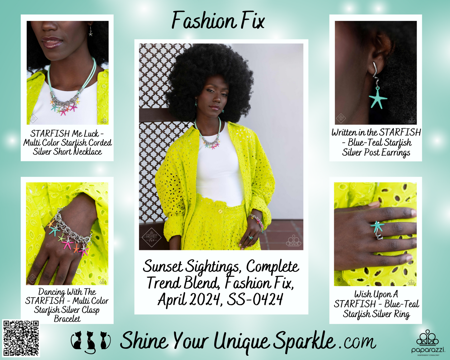 Dancing With The STARFISH - Multi Color Starfish Silver Clasp Bracelet - Fashion Fix