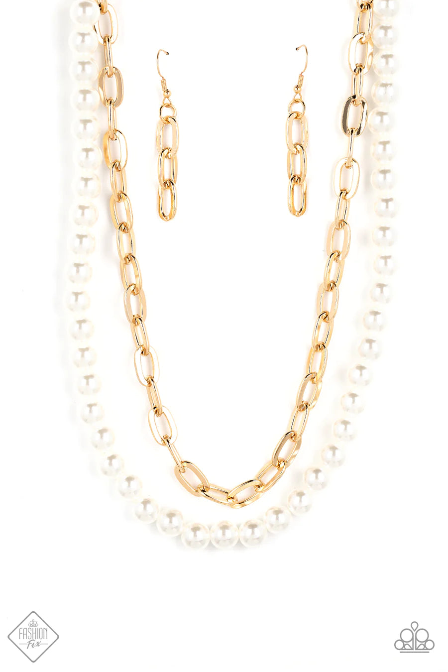 Suburban Yacht Club - Gold Chain and White Pearl Tiered Short Necklace - Fashion Fix