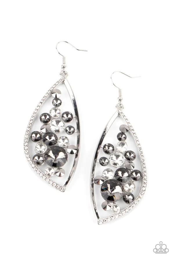 Sweetly Effervescent - Silver Smoky White Hematite Gem Silver Fishhook Earrings