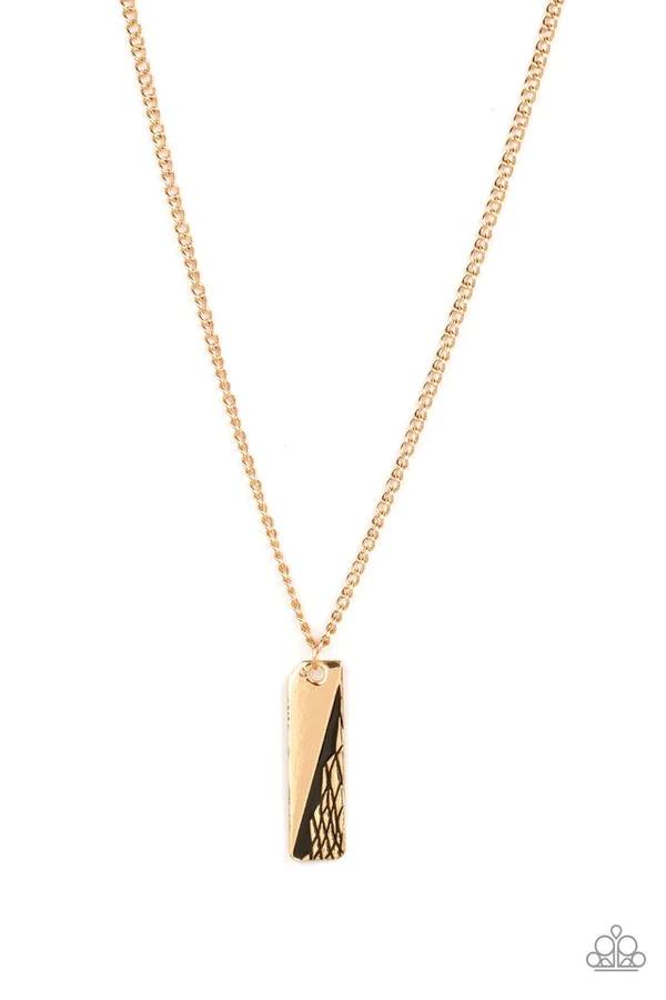 Tag Along - Gold and Black Pendant Urban Necklace