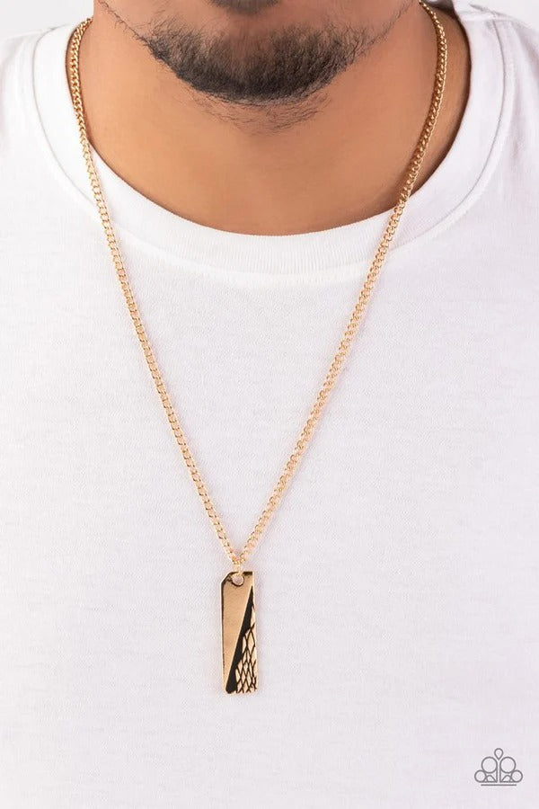 Tag Along - Gold and Black Pendant Urban Necklace