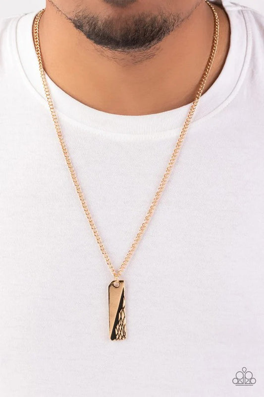 Tag Along - Gold and Black Pendant Urban Necklace