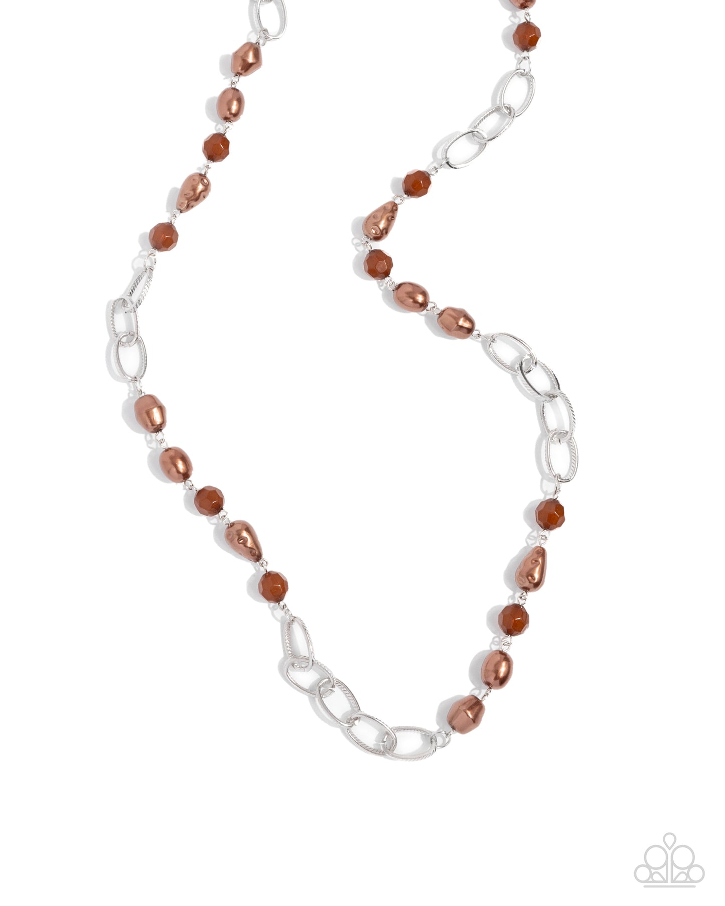 Tea Party Tango - Brown Pearl Bead Silver Long Necklace