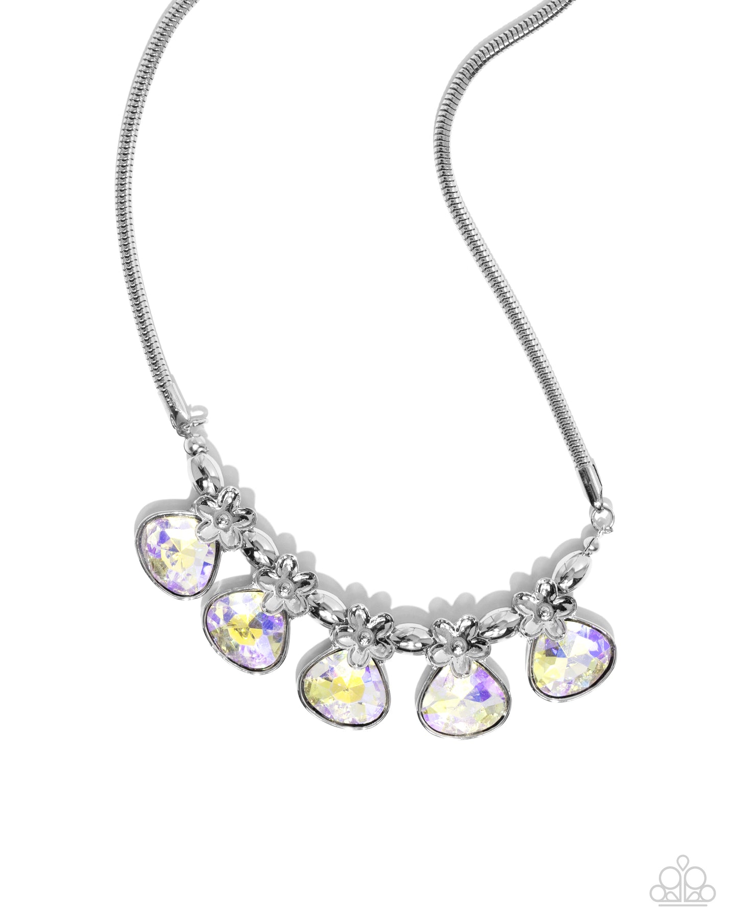 Teardrop Tribute - Yellow Iridescent Gem Silver Short Necklace