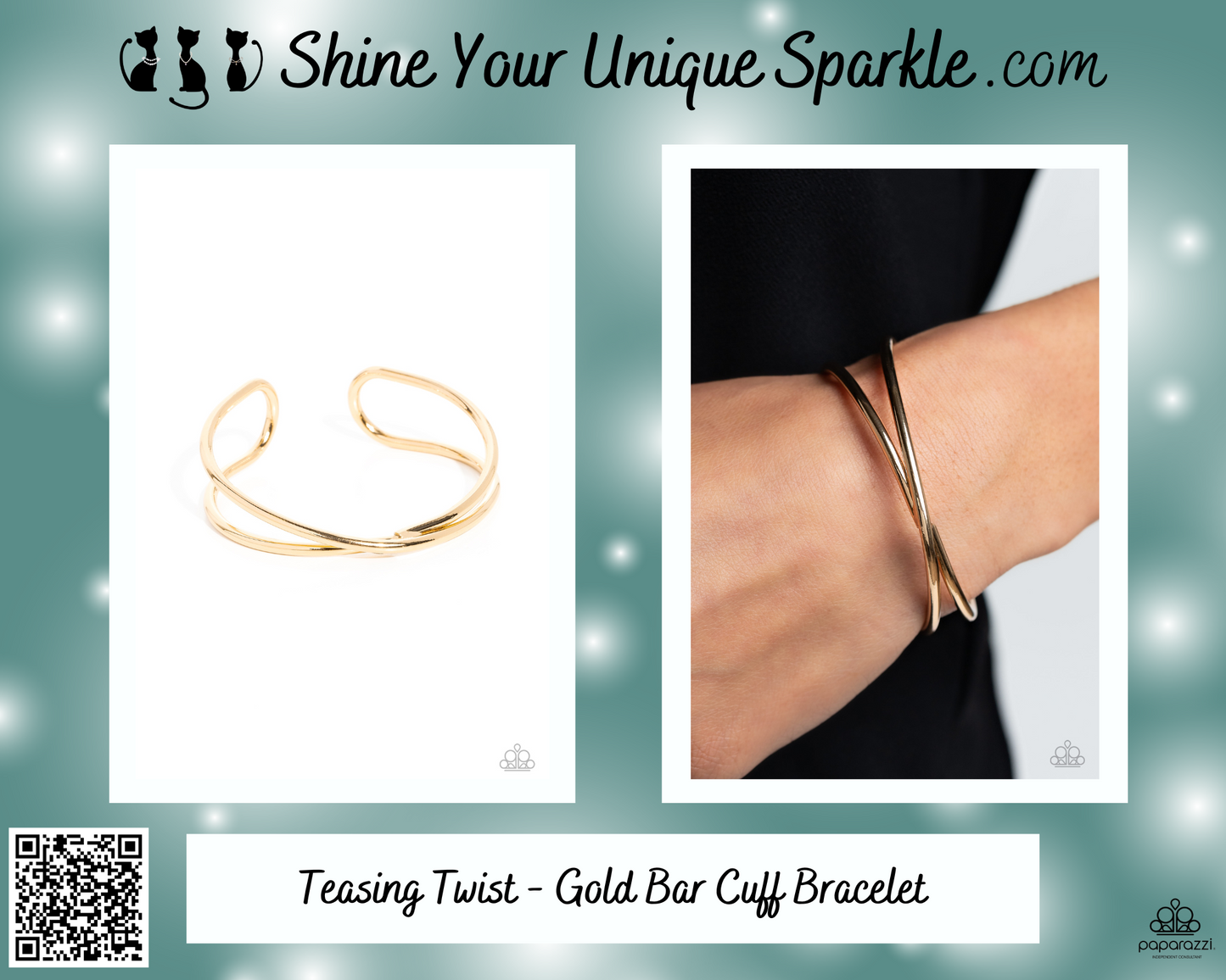 Teasing Twist - Gold Bar Cuff Bracelet