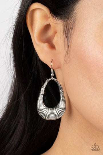 Terra Timber - Silver Teardrop Fishhook Earrings