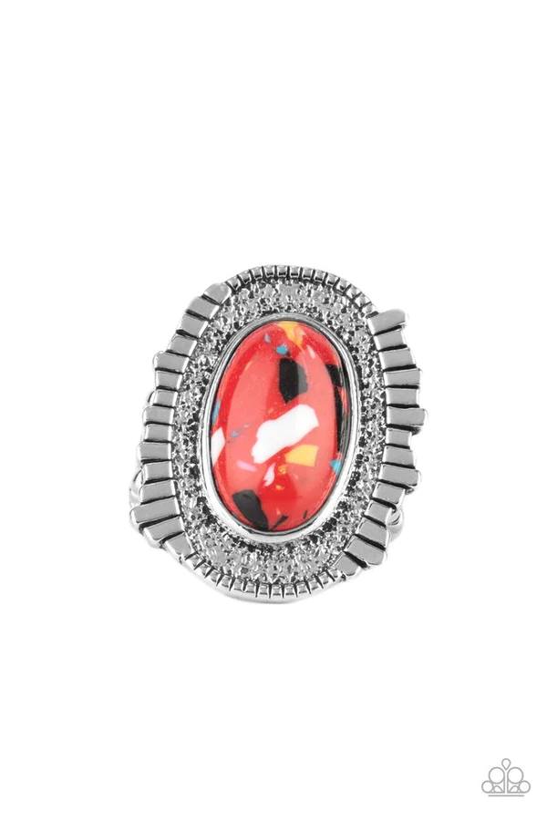 Terrazzo Trendsetter - Red Stone Silver Ring