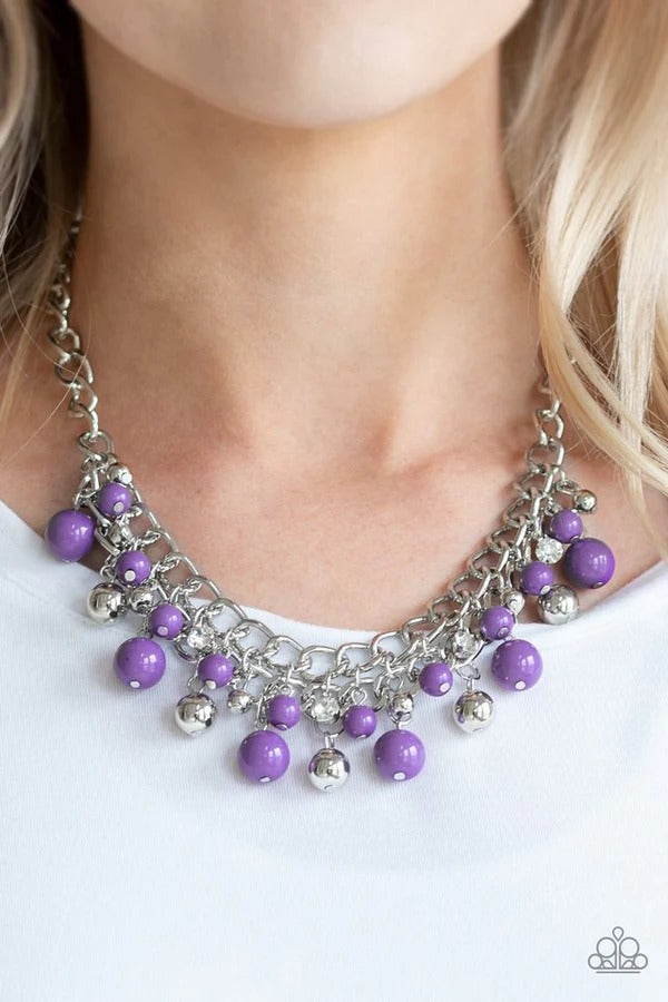 The Bride To BEAD - Purple and Silver Bead Short Necklace