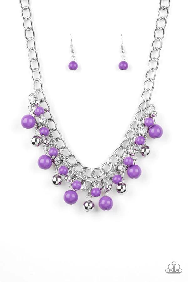 The Bride To BEAD - Purple and Silver Bead Short Necklace