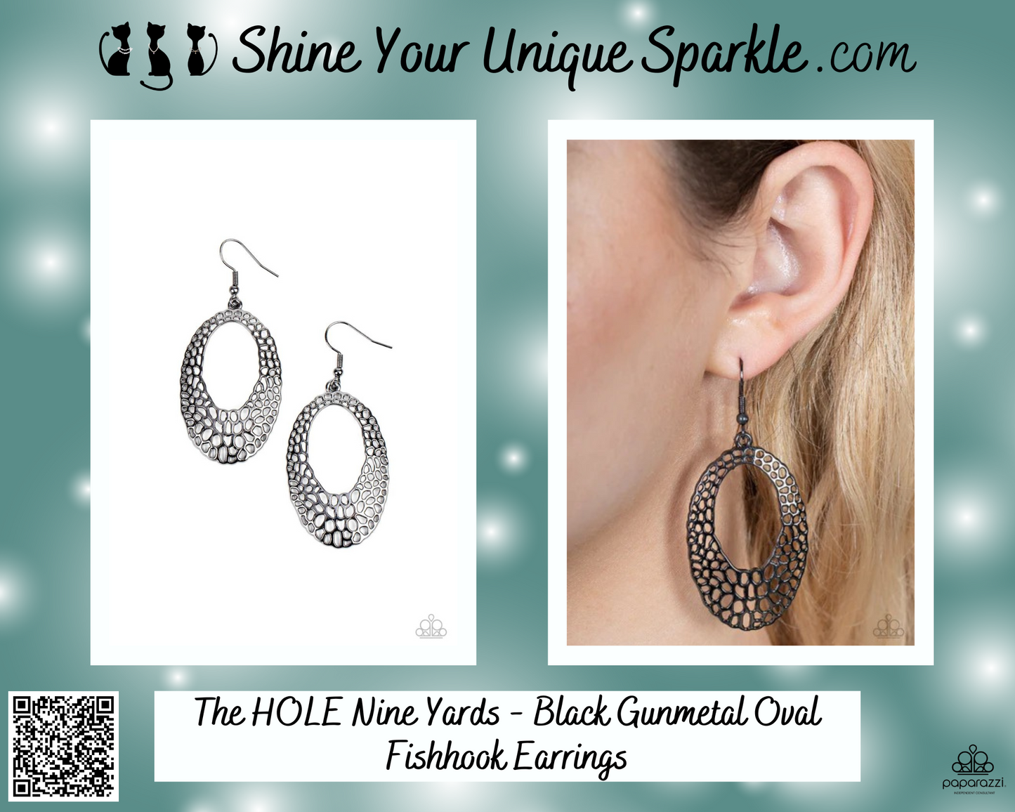 The HOLE Nine Yards - Black Gunmetal Oval Fishhook Earrings