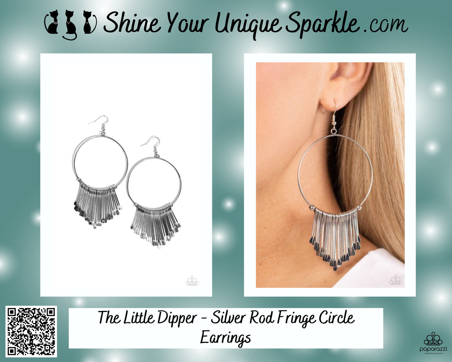 The Little Dipper - Silver Rod Fringe Circle Earrings