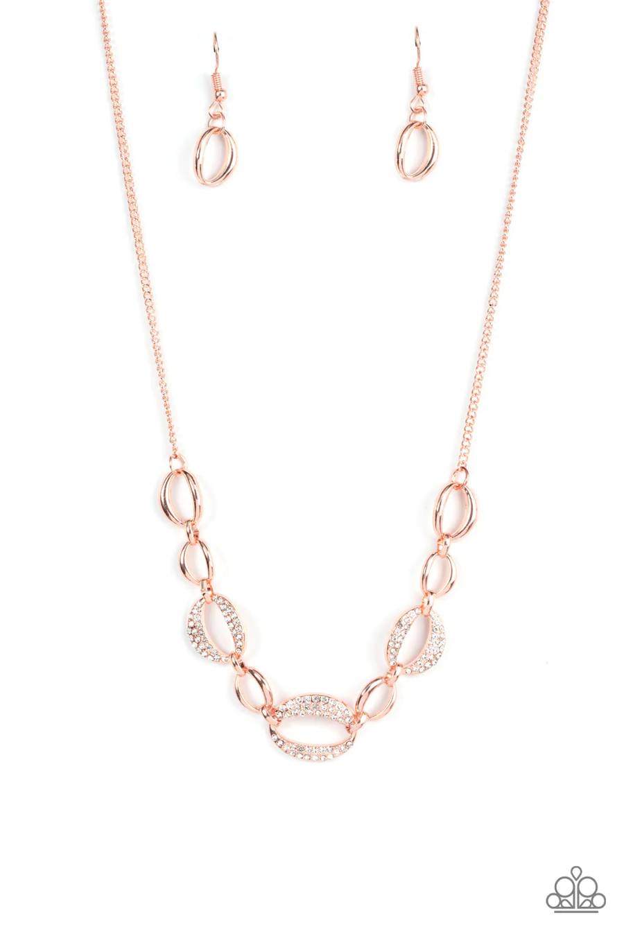 The Only Game in Town - Rose Gold with Rhinestones Short Necklace