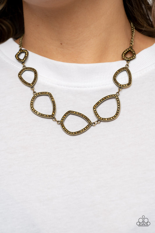 The Real Deal - Brass Aurum Rhinestone Short Necklace