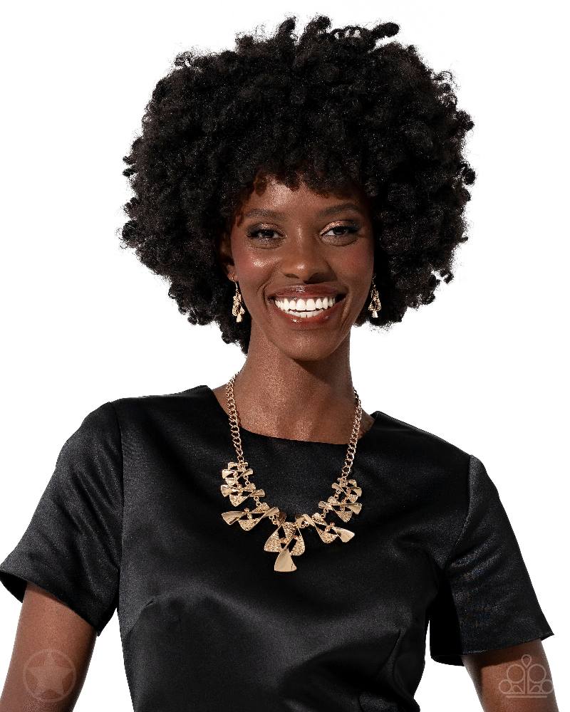 The Sands of Time - Gold Hourglass Peach Rhinestone Short Necklace - Blockbuster