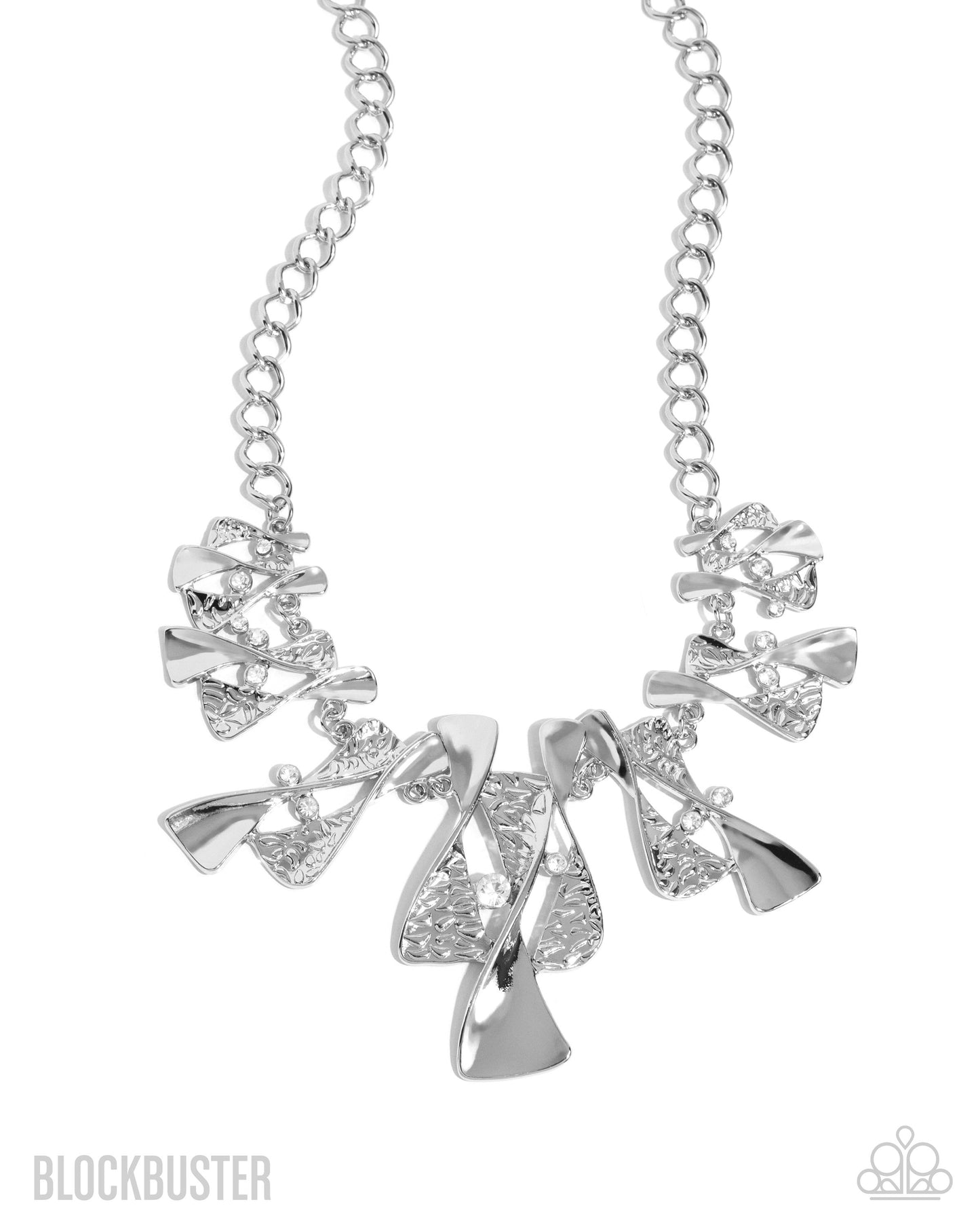 The Sands of Time - Silver Hourglass White Rhinestone Short Necklace - Blockbuster